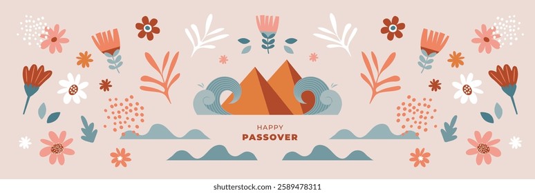 Happy Passover background, banner and poster design. modern bold minimalist concept illustration