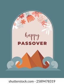 Happy Passover background, banner and poster design. Geometrical modern minimalist concept vector illustration