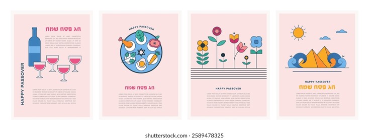 Happy Passover background, banner and poster design. Geometrical modern bold concept illustration