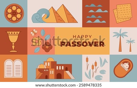 Happy Passover background, banner and poster design. Geometrical modern minimalist concept illustration