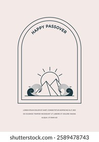 Happy Passover background, Vertical banner, card and poster design. Geometrical trendy line minimalist concept. vector illustration