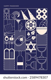 Happy Passover background, Vertical banners, cards and posters design. Geometrical modern line minimalist concept. vector illustration