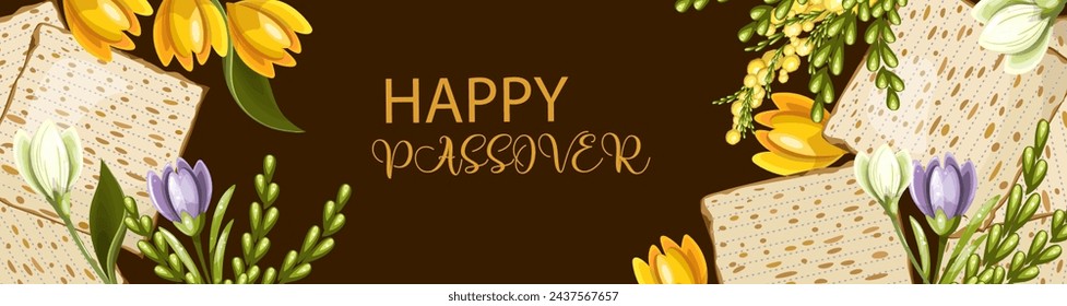 Happy Passover banner. Hand drawing. Vector.