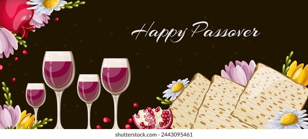 Happy Passover banner. Hand drawing. Vector.