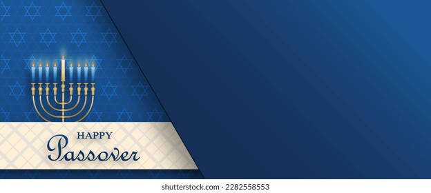 Happy Passover card, the Pessah holiday with nice and creative Jewish symbols and gold paper cut style on color background for pesach Jewish holiday (translation : happy Passover)