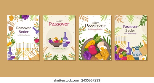 happy passover card template for greeting card  fashion  commercial  banner, cover, social media. vector illustration