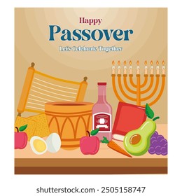 happy passover card template for greeting card fashion commercial banner, cover, social media. flat vector modern illustration 