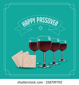 Happy Passover design traditional matzoh and wine EPS 10 vector royalty free stock illustration for greeting card, ad, promotion, poster, flier, blog, article, social media, marketing