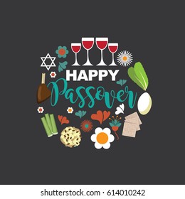 Happy Passover flat design. For celebration of the Jewish holiday of Passover. EPS 10 vector.