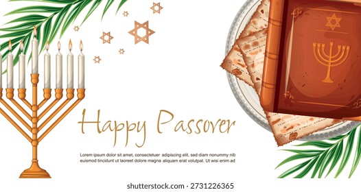 Happy Passover Flyer. Hand drawn. Israeli holidays, isolated on a white background. Vector illustration.