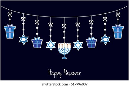 Happy Passover Greeting Card Or Background. Jewish Holiday. Vector Illustration.