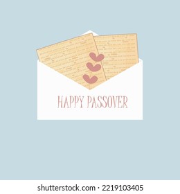 Happy Passover greeting card. Pesach holiday concept with envelope and matzah.