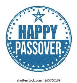 Happy Passover grunge rubber stamp on white background, vector illustration