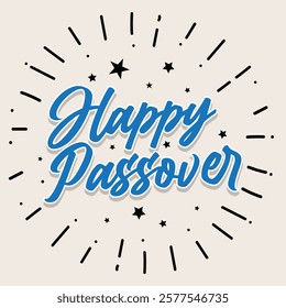 Happy Passover handwritten lettering. Jewish holiday poster, banner, greeting card Vector illustration. Hand written lettering with text "Happy Passover" in Hebrew and English. Design elements