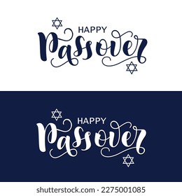 Happy Passover handwritten text isolated on white background. Modern brush ink calligraphy. Hand lettering typography, vector illustration for Jewish holiday as greeting card, poster, banner