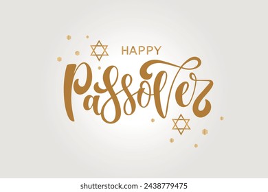 Happy Passover handwritten text.  Modern brush calligraphy. Hand lettering typography, vector illustration for Jewish holiday as greeting card, poster, banner, logotype. Pesah celebration concept 