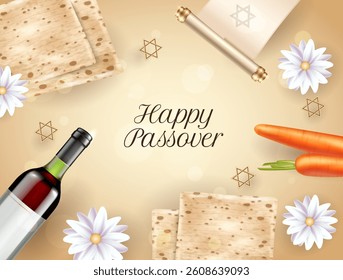 Happy Passover Holiday Beige Background