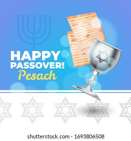 Happy Passover Holiday with blue background