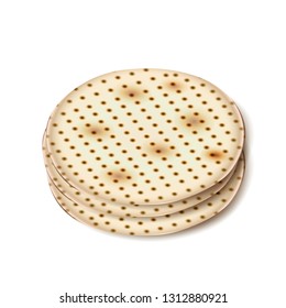 Happy Passover Holiday - Matzah symbol isolated on white, matzah - Jewish traditional bread for Passover seder ceremony, pesach plate, prayer book, jewish food, family, matza icon, logo religion sign