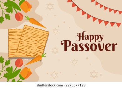 happy passover horizontal banner illustration in flat design
