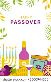  Happy Passover invitation card,poster, Pesach vertical template .