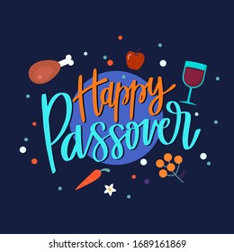 Happy Passover Jew holiday vector illustration, editable poster, banner. Design elements for Jewish Passover holiday