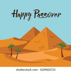 happy Passover. Jewish holiday card template with desert Egypt view. vector illustration vector illustration