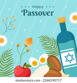 Happy Passover Jewish Holiday Social Media Background Illustration Cartoon Hand Drawn Templates