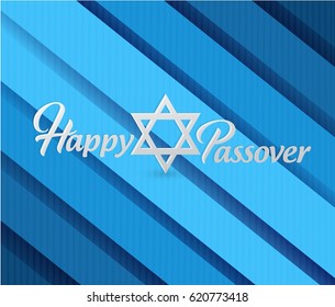 Happy passover sign card illustration design over a blue background