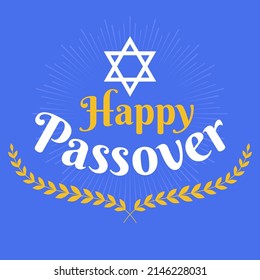 Happy passover with star of david and wheats icon, vector illustration