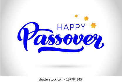 Happy Passover vector hand lettering. Jewish holiday Easter. Calligraphy template for typography poster, greeting card, banner, invitation, postcard, flyer, sticker. Illustration isolated on white