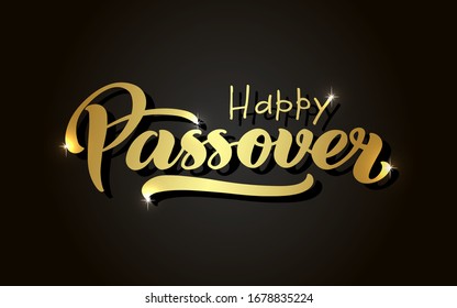 Happy Passover vector hand lettering. Jewish holiday Easter. Calligraphy template for typography poster, greeting card, banner, invitation, postcard, flyer, sticker. Illustration isolated on white