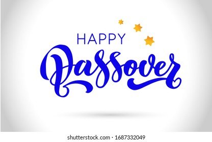 Happy Passover vector hand lettering. Jewish holiday Easter. Calligraphy template for typography poster, greeting card, banner, invitation, postcard, flyer, sticker. Illustration isolated on white