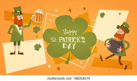 Happy Patrick Day Festival Beer Holiday Poster Fest Flat Vector Illustration