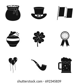 Happy Patrick day icon set. Simple style set of 9 happy Patrick day vector icons for web isolated on white background