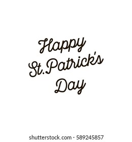 Happy Patrick Day text on white background flat style