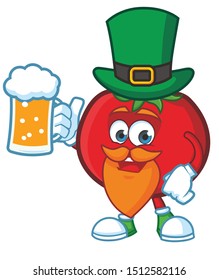 happy patrick day tomato mascot cartoon character vector