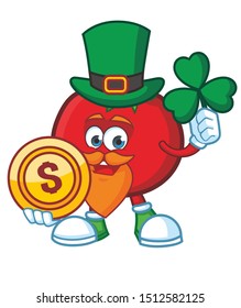 happy patrick day tomato mascot cartoon character vector