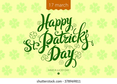 happy patrick day vintage lettering background art