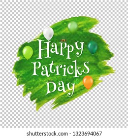 Happy Patrick DayText With Blot Transparent Background With Gradient Mesh, Vector Illustration