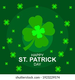 happy patrick's day background design in green color. patrick's day poster design in green color. clover leaf icon.