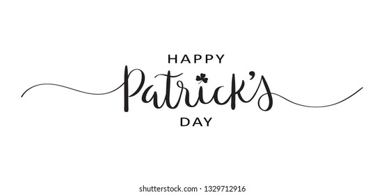 HAPPY PATRICK'S DAY brush calligraphy banner with shamrock