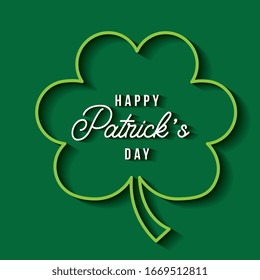 happy patricks day card with clover icon line. vector illustration
