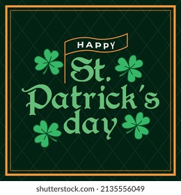 happy patrick's day card with clovers . vector illustration