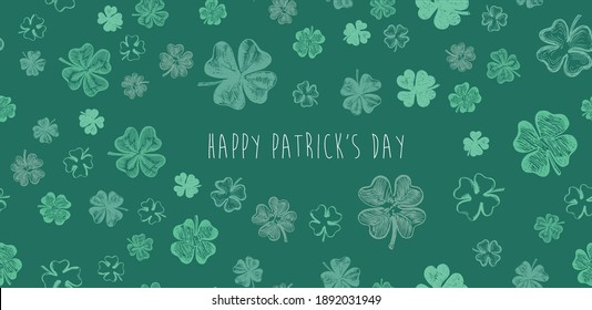 Happy Patrick's day. Clover set. Hand drawn illustration.