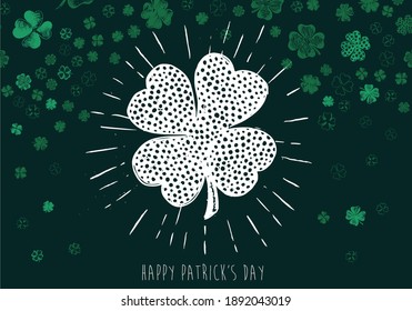 Happy Patrick's day. Clover set. Hand drawn illustration.