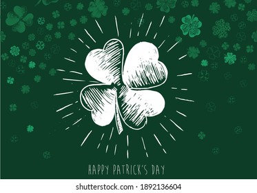 Happy Patrick's day. Clover set. Hand drawn illustration.