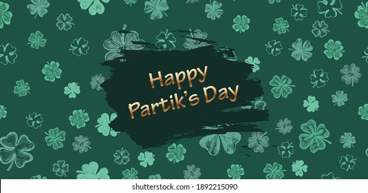 Happy Patrick's day. Clover set. Hand drawn illustration.