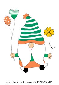 Happy Patrick's Day with cute gnomes. Designed in green tones It can be modified for a variety of uses, such as decorating Patrick's Day, cards, t-shirt designs, stickers, pillow patterns, postcard