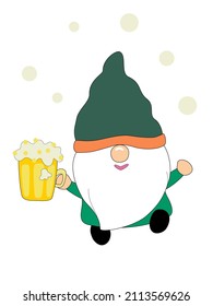 Happy Patrick's Day with cute gnomes. Designed in green tones It can be modified for a variety of uses, such as decorating Patrick's Day, cards, t-shirt designs, stickers, pillow patterns, postcard